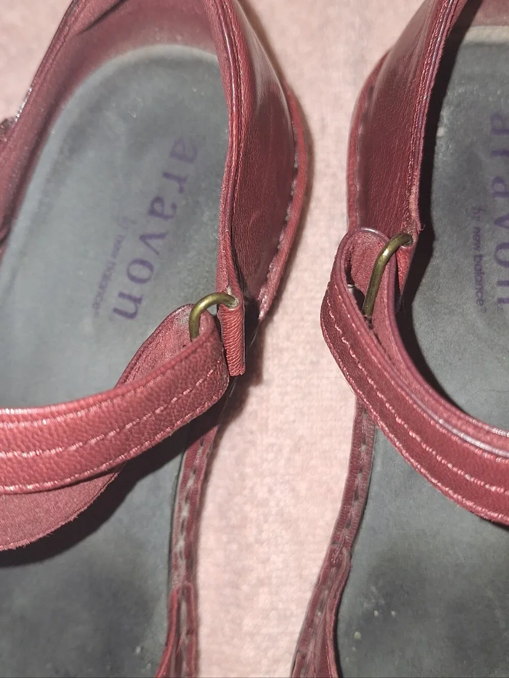 Aravon Women’s Burgundy Red Leather Mary Jane Flats 8